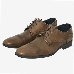 Joseph Abboud Mens Dress Shoes 11 Brown Leather Lace Up Oxford Classic Office